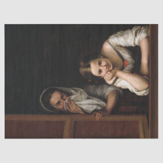 Two Women at a Window by Bartolome Esteban Murillo Tissuepapier (Voorkant)