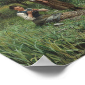 Two Women Fishing on the Grass by the River Poster (Hoek)