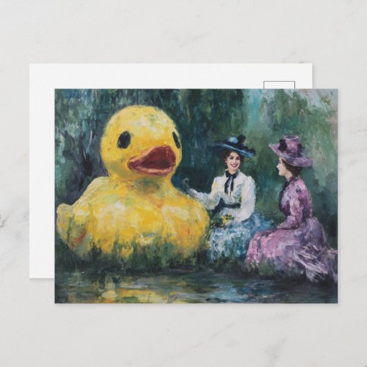 Two Women Picnic in Park With a Giant Duck Briefkaart (Voorkant / Achterkant)