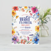 Two year old Wildflower 2nd birthday Invitation Kaart (Staand voorkant)