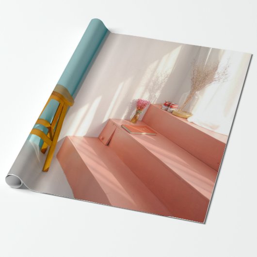 Two yellow wooden bar stools cadeaupapier (Uitgerold)