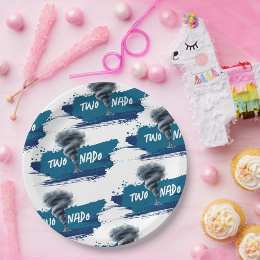 Twonado Twister Tornado Blue Grunge Birthday Papieren Bordje (Feest)