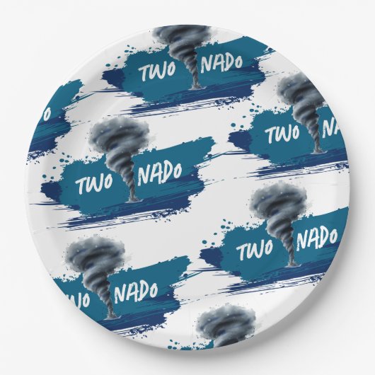 Twonado Twister Tornado Blue Grunge Birthday Papieren Bordje (Voorkant)