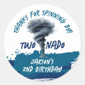 Twonado Twister Tornado Blue Grunge Birthday Ronde Sticker (Voorkant)