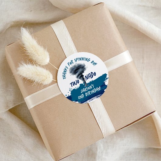 Twonado Twister Tornado Blue Grunge Birthday Ronde Sticker