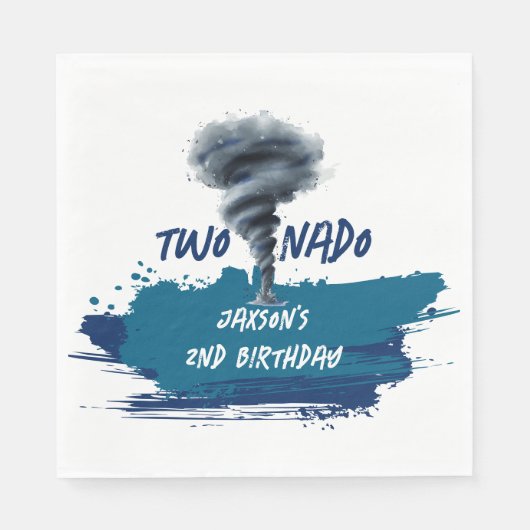 Twonado Twister Tornado Blue Grunge Birthday Servet (Voorkant)