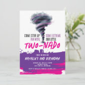 Twonado Twister Tornado Roze Paarse Verjaardag Kaart (Staand voorkant)