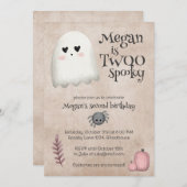 Twoo Spooky Kawaii Ghost Halloween Birthday Kaart (Voorkant / Achterkant)