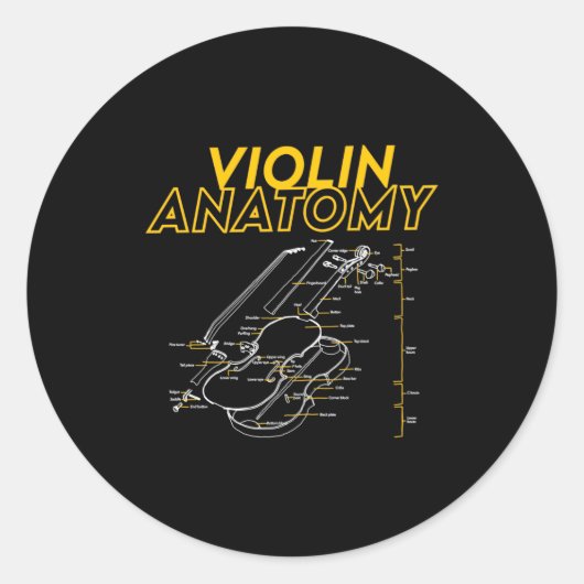 Twoset Violin Violin Anatomy Drawing Diagram Limit Ronde Sticker (Voorkant)
