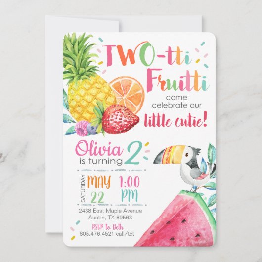 Twotti Fruitt Birthday Uitnodiging (Voorkant)