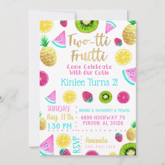 TWOtti Fruitti Birthday Uitnodiging (Voorkant)