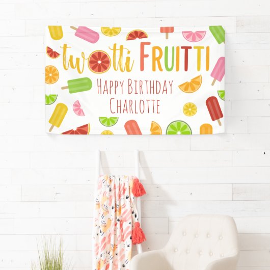 Twotti Fruitti Citrus Ice Pop Tweede Verjaardag Spandoek (Insitu)