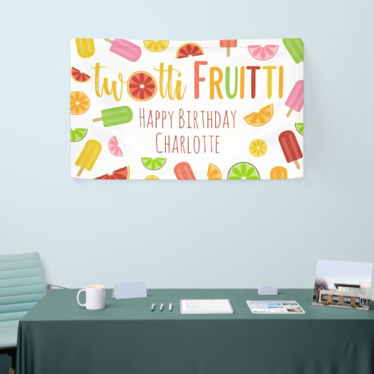 Twotti Fruitti Citrus Ice Pop Tweede Verjaardag Spandoek (Beurs)