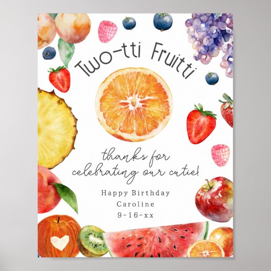 Twotti Fruitti Cutie Citrus Fruit 2e verjaardag Poster (Voorkant)