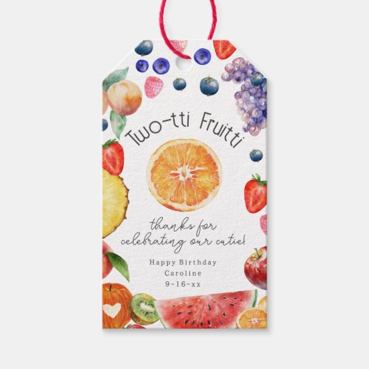 Twotti Fruitti Cutie Fruit Birthday Hartelijk dank Cadeaulabel (Voorkant)