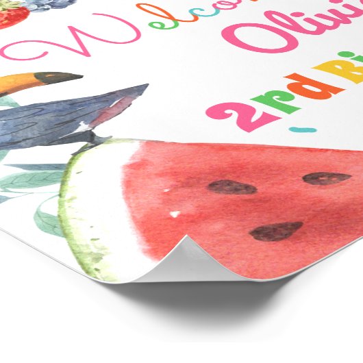Twotti Fruitti Fruits Toucan Birthday Welkom Poster (Hoek)