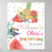Twotti Fruitti Fruits Toucan Birthday Welkom Poster (Voorkant)