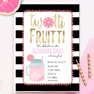 Twotti Fruitti Pink Lemon Black + White Birthday Kaart