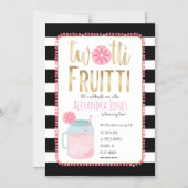 Twotti Fruitti Pink Lemon Black + White Birthday Magnetische Uitnodiging (Voorkant)