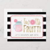 Twotti Fruitti Pink Lemon Black + White Birthday Uitnodiging Briefkaart (Voorkant / Achterkant)