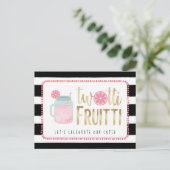 Twotti Fruitti Pink Lemon Black + White Birthday Uitnodiging Briefkaart (Staand voorkant)