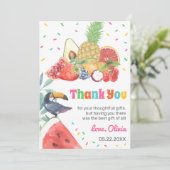Twotti Fruitti Tropical Fruits Toucan Birthday Bedankkaart (Staand voorkant)