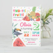 Twotti Fruitti Tropical Fruits Toucan Birthday Kaart (Staand voorkant)