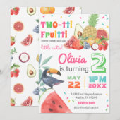 Twotti Fruitti Tropical Fruits Toucan Birthday Kaart (Voorkant / Achterkant)