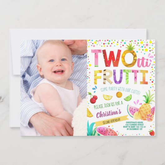 Twotti Frutti 2e Girl Birthday - Aangepaste foto Kaart (Voorkant)