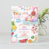TWOtti Frutti 2e verjaardag Pool Party Kaart (Staand voorkant)