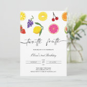 Twotti Frutti 2e verjaardag Uitnodiging Fruit Part (Staand voorkant)