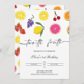 Twotti Frutti 2e verjaardag Uitnodiging Fruit Part (Voorkant / Achterkant)