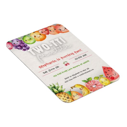 Twotti Frutti 2e verjaardag uitnodiging Magneet (Rechterzijde)