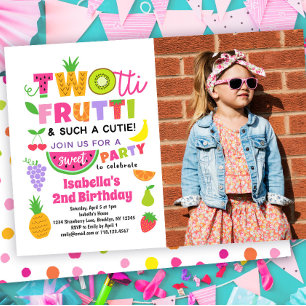 TWOtti Frutti 2e Verjaardag Uitnodiging met Foto