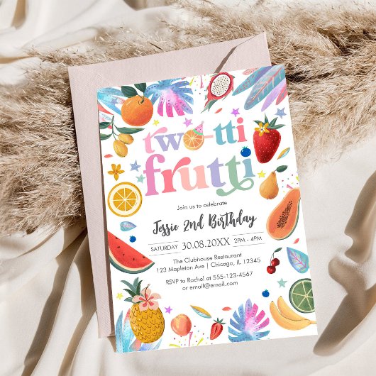 Twotti Frutti 2nd Birthday Invitation Kaart
