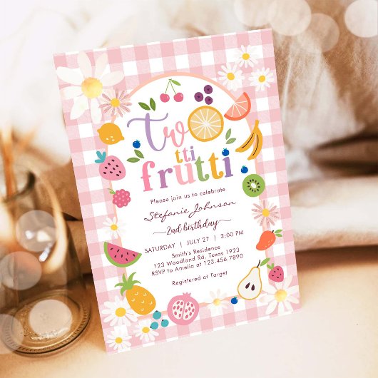 Twotti Frutti 2nd Birthday Invitation Kaart