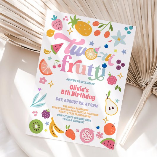 Twotti Frutti Fruit 2nd Birthday Invitation Kaart
