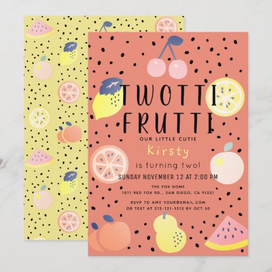 Twotti Frutti Fruit Sinaasappel 2e verjaardag Kaart (Voorkant / Achterkant)