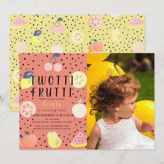 Twotti Frutti Fruit Sinaasappel Foto 2e verjaardag Kaart (Voorkant / Achterkant)