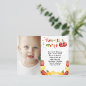 Twotti Frutti Fruity Tweede Verjaardag Bedankt Briefkaart (Staand voorkant)