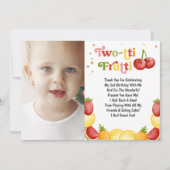 Twotti Frutti Fun Tweede Verjaardagsfeest Bedankkaart (Voorkant)