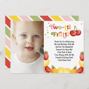 Twotti Frutti Fun Tweede Verjaardagsfeest Bedankkaart