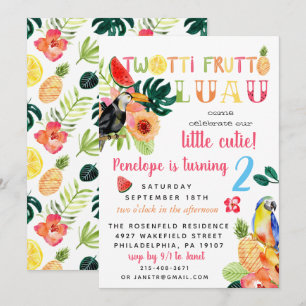 Twotti Frutti Luau Verjaardagsuitnodiging Kaart