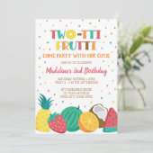 Twotti Frutti Meisjes Tweede Verjaardag Fruit Them Kaart (Staand voorkant)