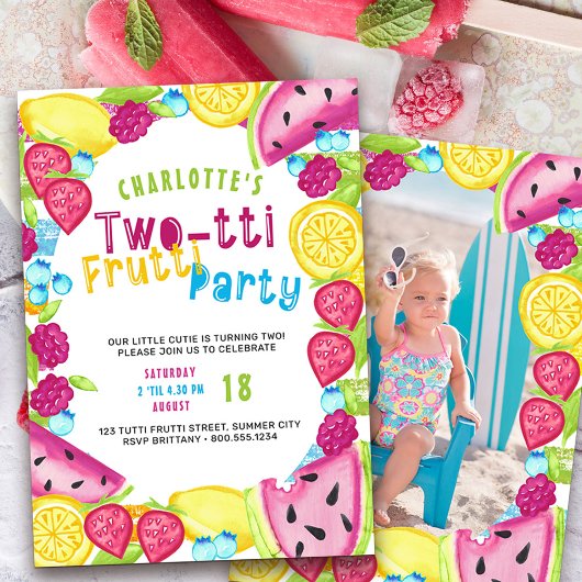 TWOtti Frutti Party 2e Verjaardag Foto Kaart