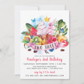 Twotti Frutti Two Sweet Birthday Party Invitation Kaart (Voorkant)