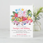 Twotti Frutti Two Sweet Birthday Party Invitation Kaart (Staand voorkant)