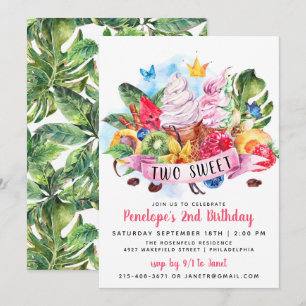 Twotti Frutti Two Sweet Birthday Party Invitation Kaart