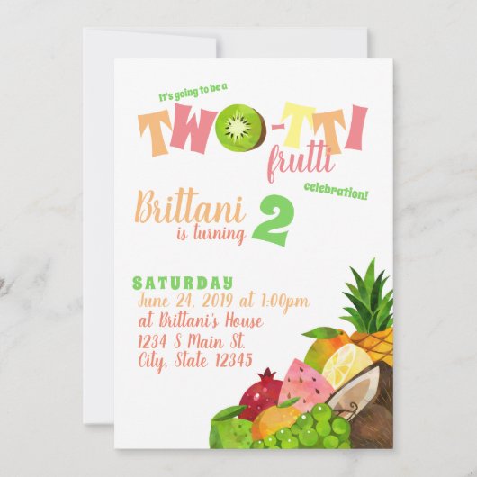 Twotti Frutti Verjaardag Kaart (Voorkant)