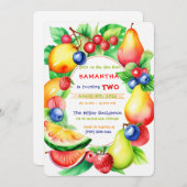 Twotti Frutti Verjaardagsfeest sjabloon Kaart (Voorkant / Achterkant)